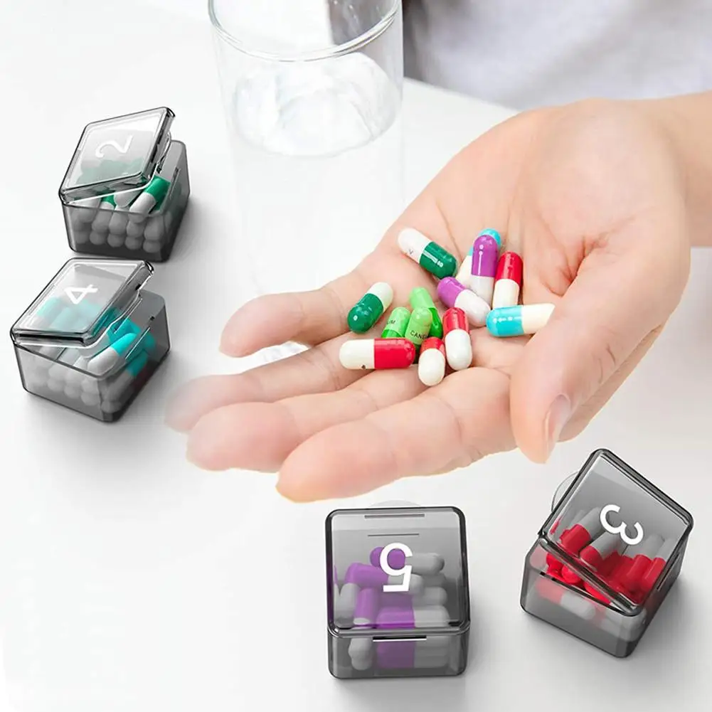 Monthly Pill Organizer 30 Days Pill Box Transparent /Black Travel Portable Storage Box For Earrings Rings Multifunctional Box