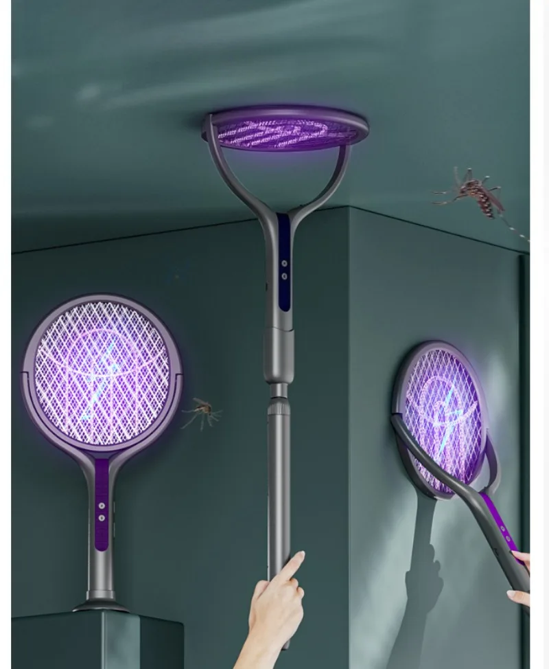 New Retractable 2‑in‑1 Electric Mosquito Swatter USB Rechargeable with Mosquito Killer Lamp for Home Indoor Bedroom