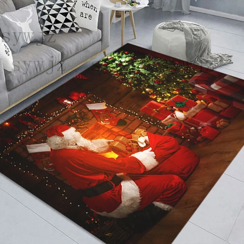 Santa Claus Cartoon Decoration Mat Christmas Decoration Corridor Door Mat New Year Living Room Bedroom Room Bedside Carpet