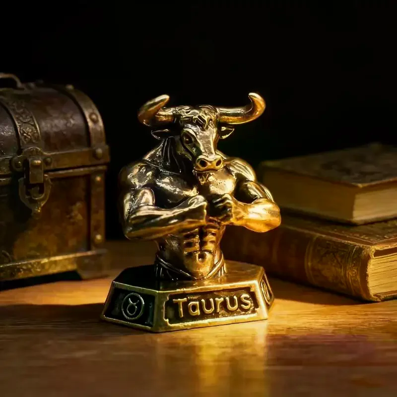 Vintage Brass 12 Constellation Figurines Fine Craftsmanship Perfect For Desk Decor Astrology Enthusiasts Gifts Elegant