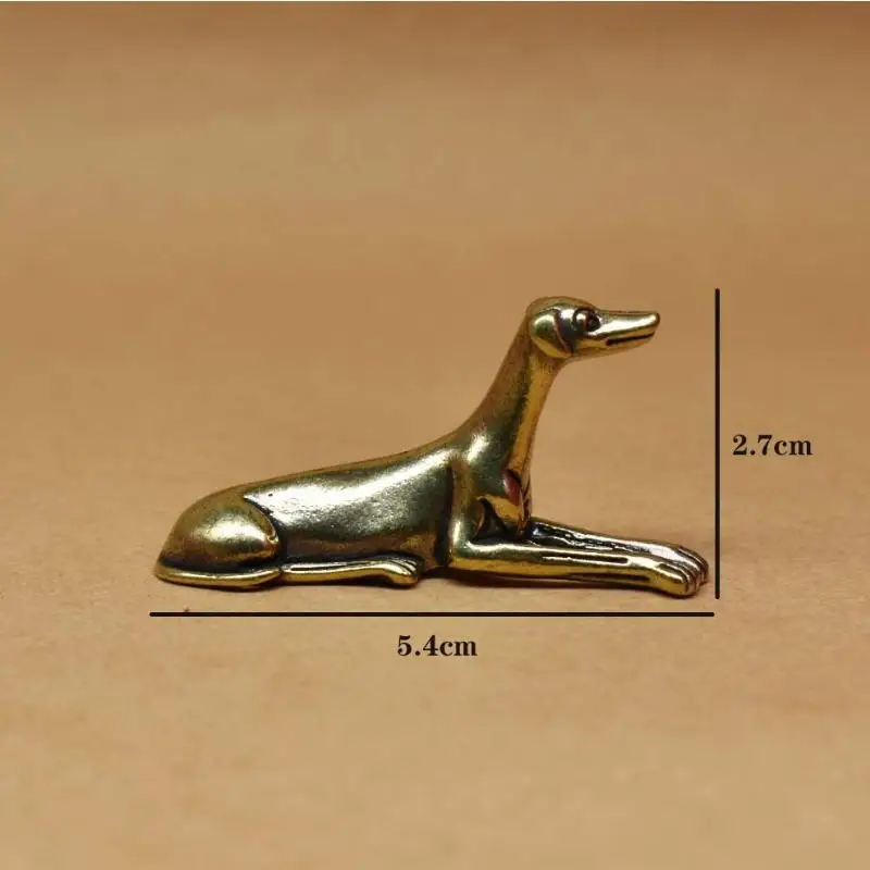 Brass Little Dog Ornament – Hand-Carved Chinese Zodiac Desktop Figurine, Tea Pet Decor, Miniature Landscape Statue