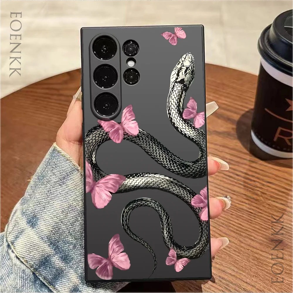 Flower With Snake Phone Case For Samsung Galaxy Note 10 20 Lite S25 S24 S23 S22 S21 S20 Ultra FE Plus 5G Silicone Bumper Cover