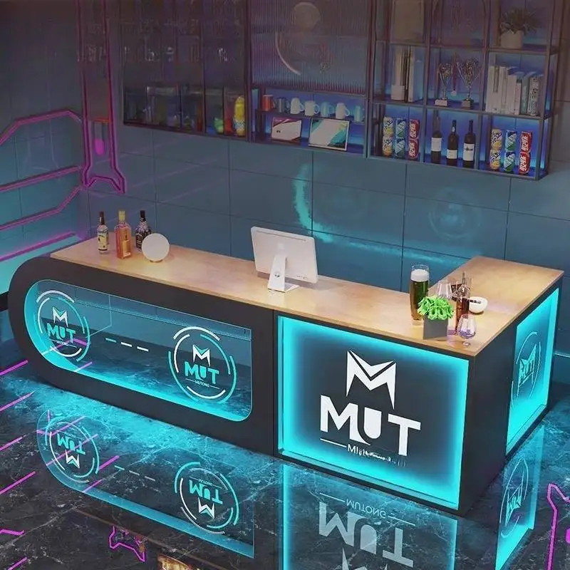 

Blue Design Reception Desks Storage Checkout Corner Solid Wood Reception Desks White Luxury Mostrador Recepcion Office Furniture