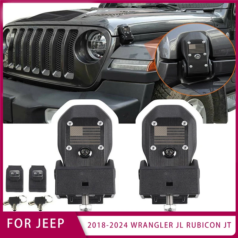 

Hood Latches for 2018-2024 Jeep Wrangler JL Rubicon JT Hood Locking Catch Engine Hood Anti-theft Buckle Lock