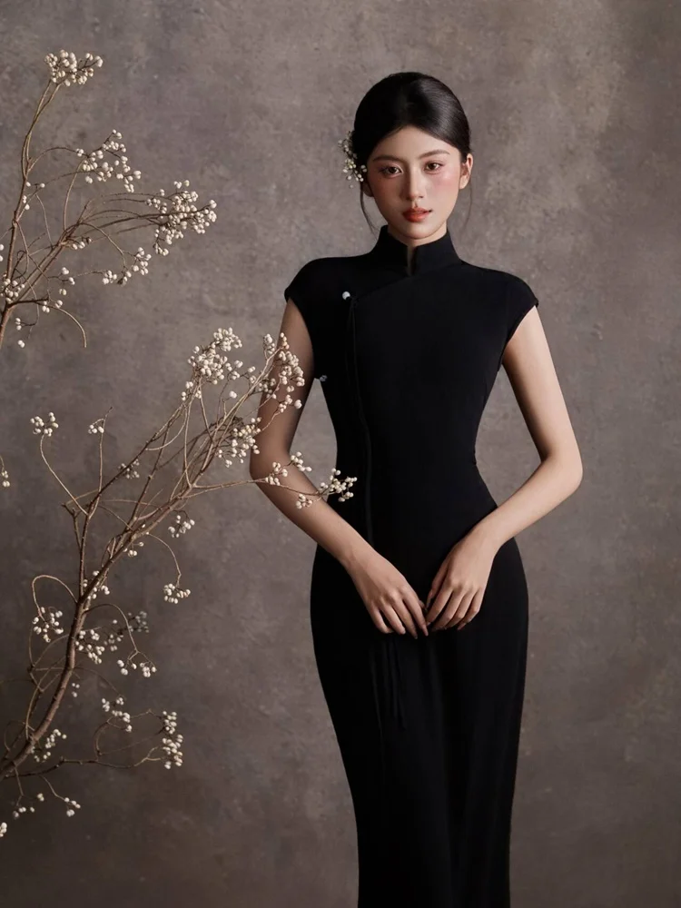 

New 2026 Black Photography Studio Portrait Clothing Women's Traditional Chinese Style Retro Zen Feel Fashionable