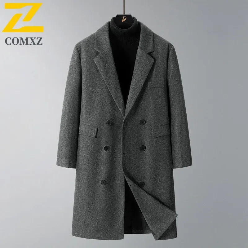 COMXZ Men Woolen Trench Classic New Windproof Comfortable Business Trip Winter Jacket Office Luxury High Quality Wool Jacket