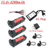 Upgrade 11.4v 4200mAh Battery for Hubsan H117S Zino GPS RC FPV Racing Camera Drones Quadcopter Parts 11.4V Battery Charger Set