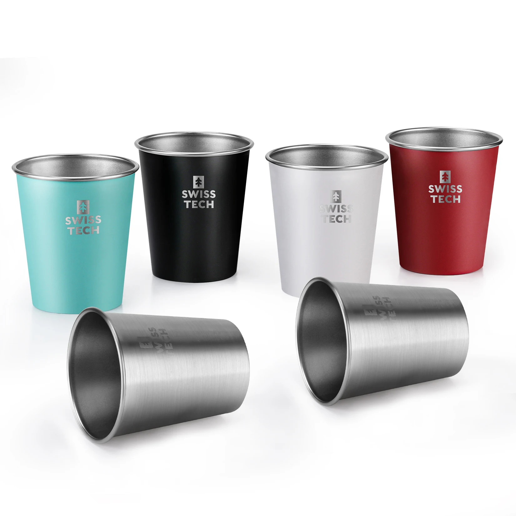 

SWISSTECH 6pc A Pack 410ML 14OZ Stainless Steel Beer Cup Cold Water Drinks Outdoor Whisky Wine Cup For Camping Travel