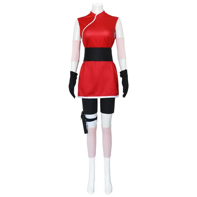 Haruno Sakura Cosplay Shippuden Costume Anime Parrucca Donna Ragazza Gonna Outfit Unisex Ninja Cartoon Costume di Carnevale di Halloween