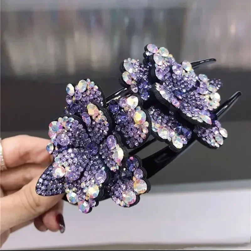 Fashion Acrylic Zircon Flower Hairpin Hair Accessories for Women Elegant Duck Mouth Clip Headwear Ethnic Mom's Hair Clips Gifts