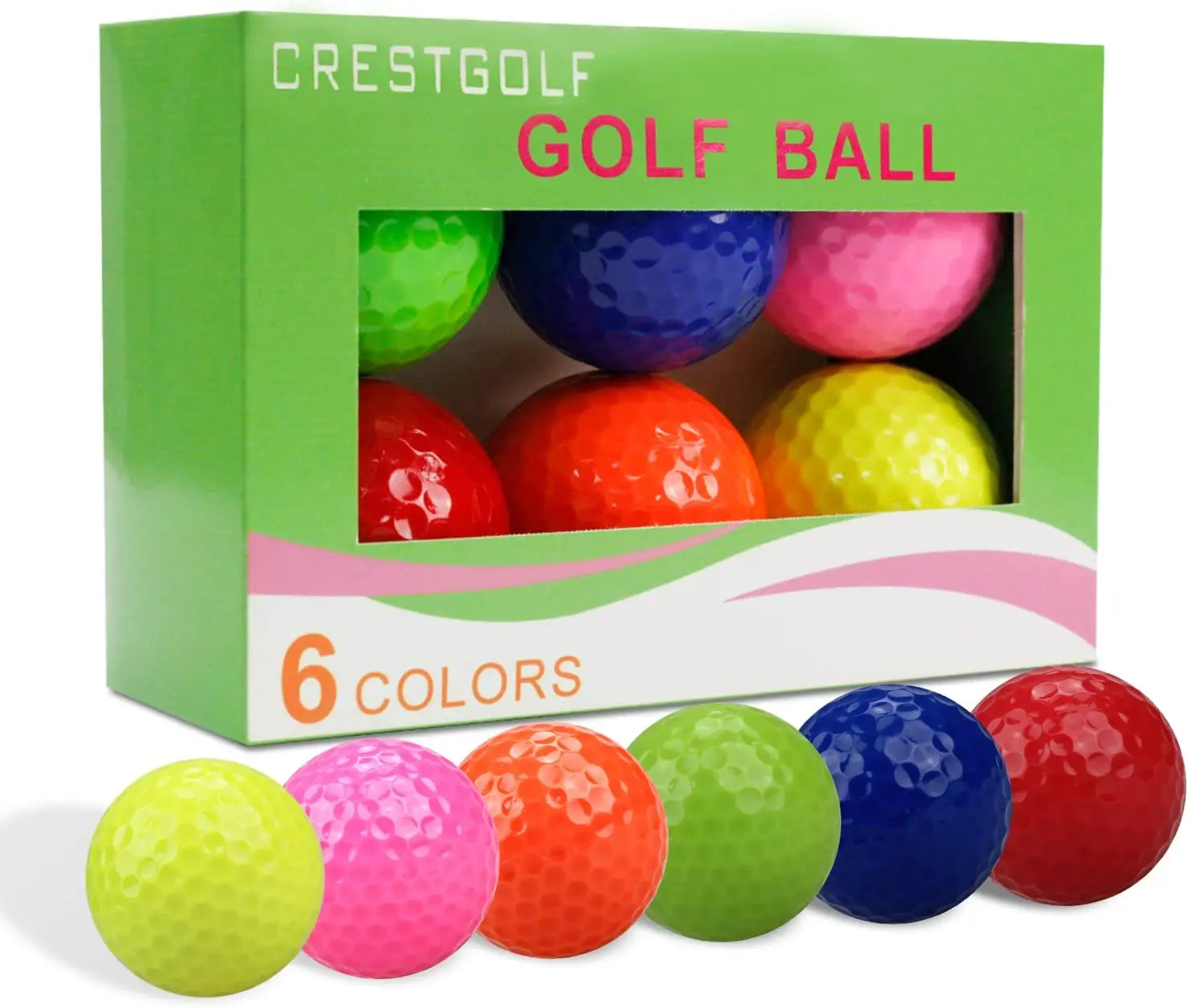 CRESTGOLF 6 sztuk/paczka Kolorowe mini piłki golfowe Dwuczęściowe piłki do ćwiczeń golfowych Treningowe golfowe Pelotas