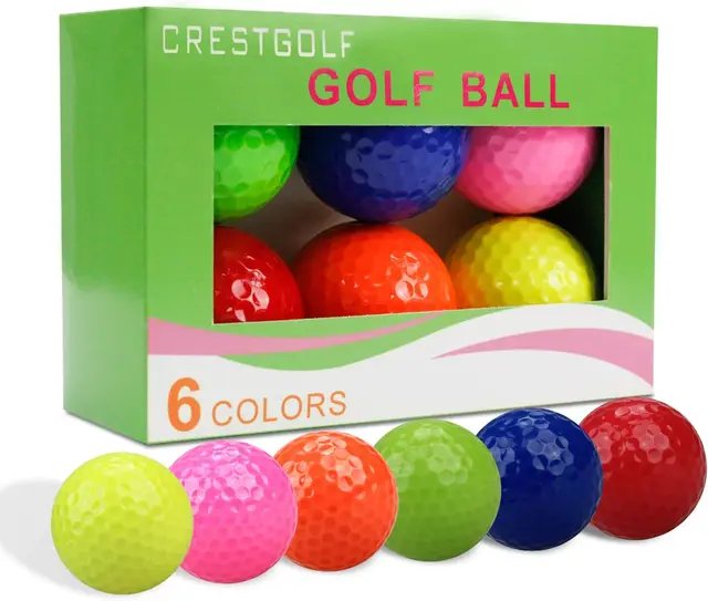 CRESTGOLF 6 sztuk/paczka Kolorowe mini piłki golfowe Dwuczęściowe piłki do ćwiczeń golfowych Treningowe golfowe Pelotas