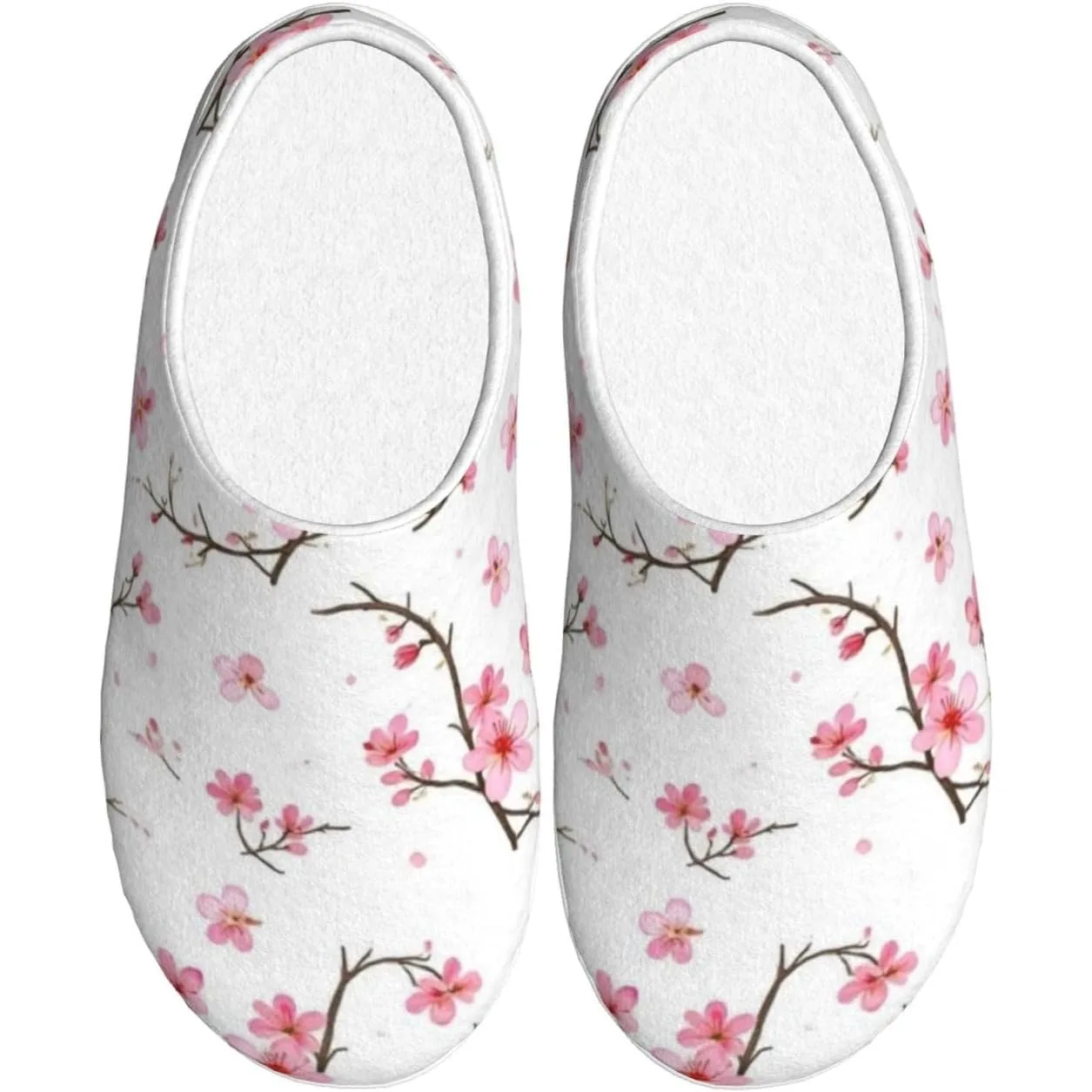 

Cherry Blossoms Flowers Women’s Cozy Slippers Soft Cotton Indoor & Outdoor House Slippers With Anti-Slip Sole