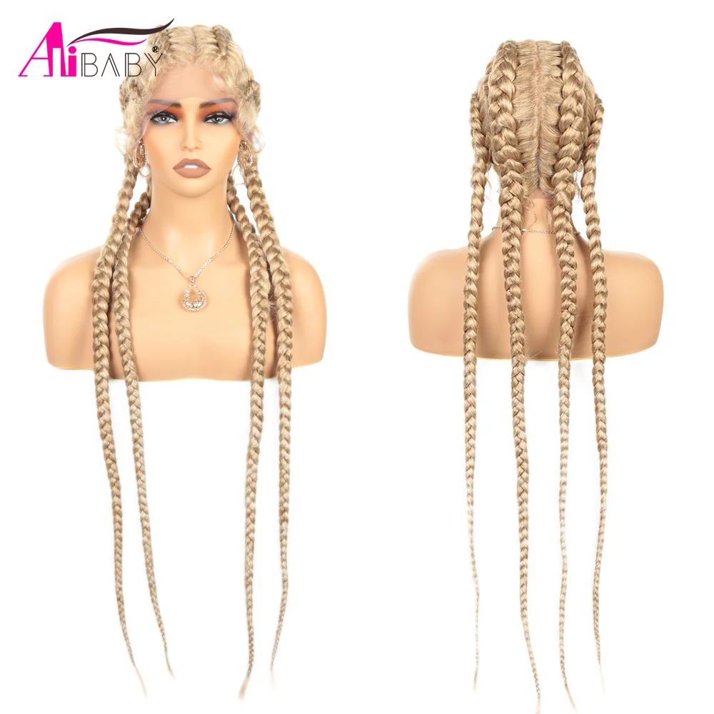 

Alibaby Lace Front Dutch Box Braid Wig With Baby Hair for Women Synthetic Long Lace Front Blonde Braided Wigs