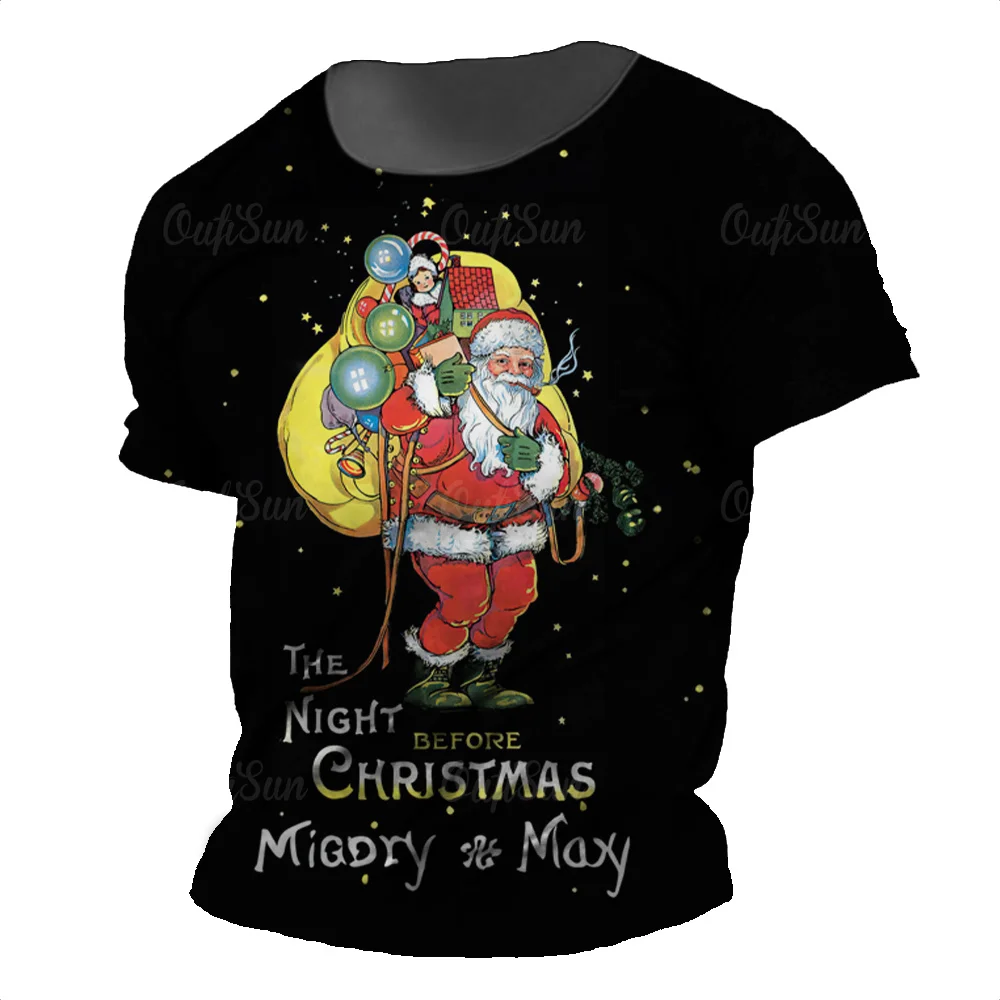 Christmas T-Shirt Santa Claus Print Short Sleeve Men T-Shirt Festival Clothing Casual Tops Loose Oversized T Shirts For Men Tees