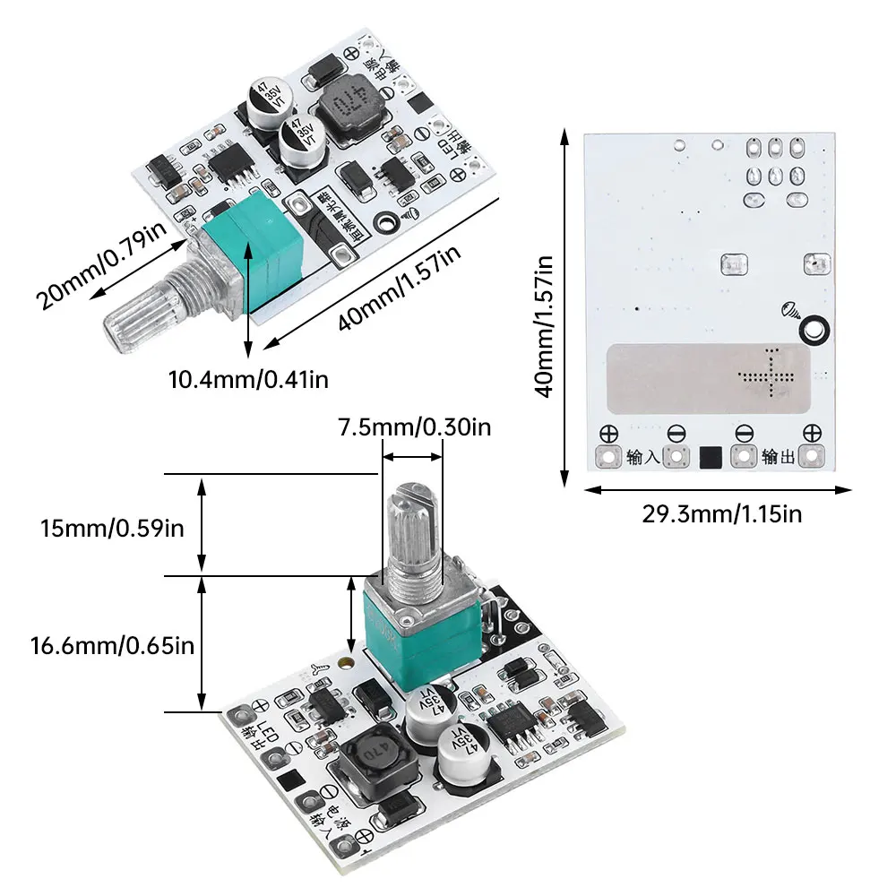 DC5-24V LED Constant Current Dimming Driver Module Knob Potentiometer Adjustment Step-down Module