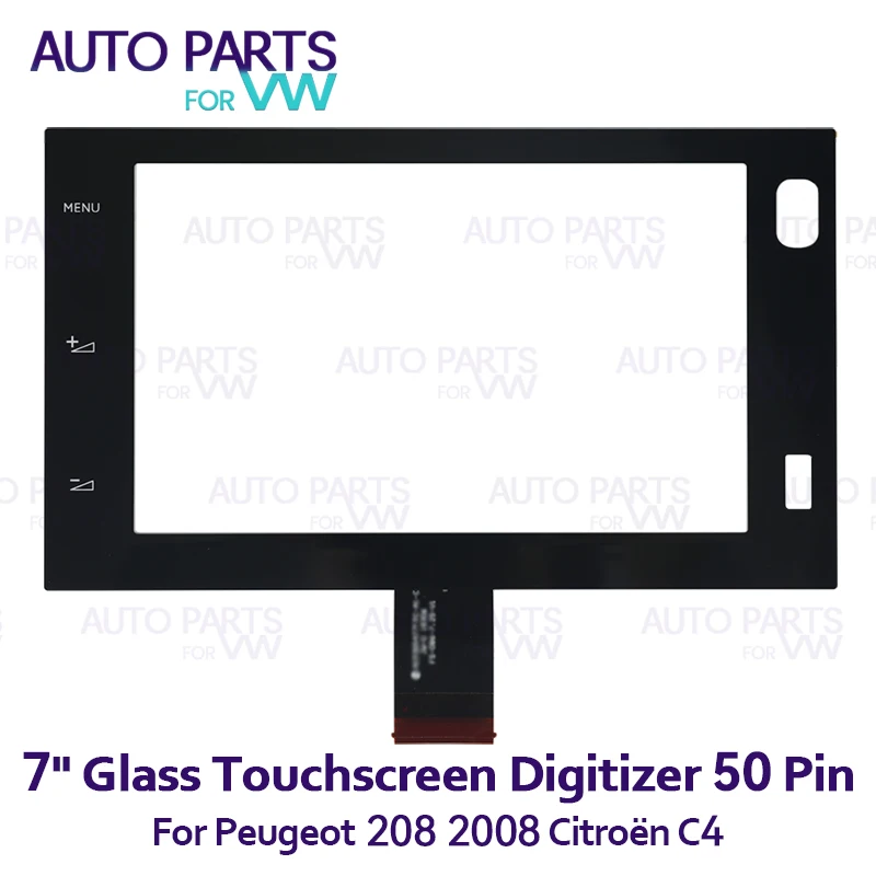 7 Inch 50 Pin Touch Screen For Peugeot 208 2008 Citroën C4 Glass Digitizer Replacement Lounge Car DVD Radio Player GPS Navigatio