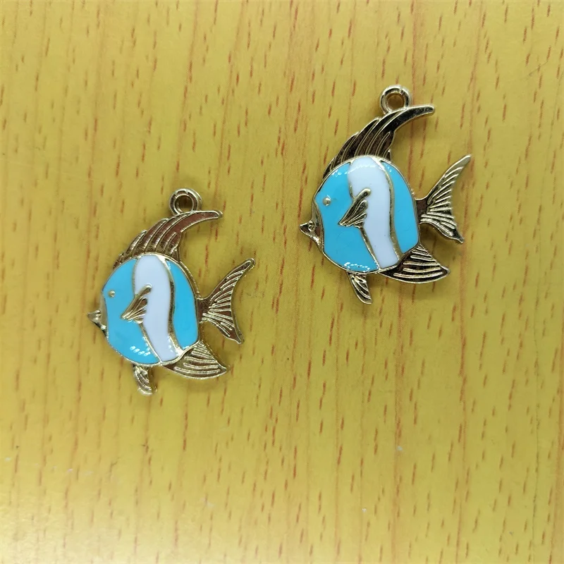 

10pcs Cartoon Fish Charms Gold Metal Enamel Animal Fish Charm Pendant For Bracelet DIY Earring Necklace Jewelry Accessories
