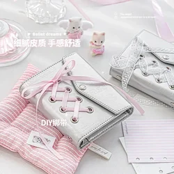 1 Piece Sweet Fashion Student Notebook for Girl Sliver Blue Color Binder Journal Notebook Korean Fashion Bow Scrapbook Notepad