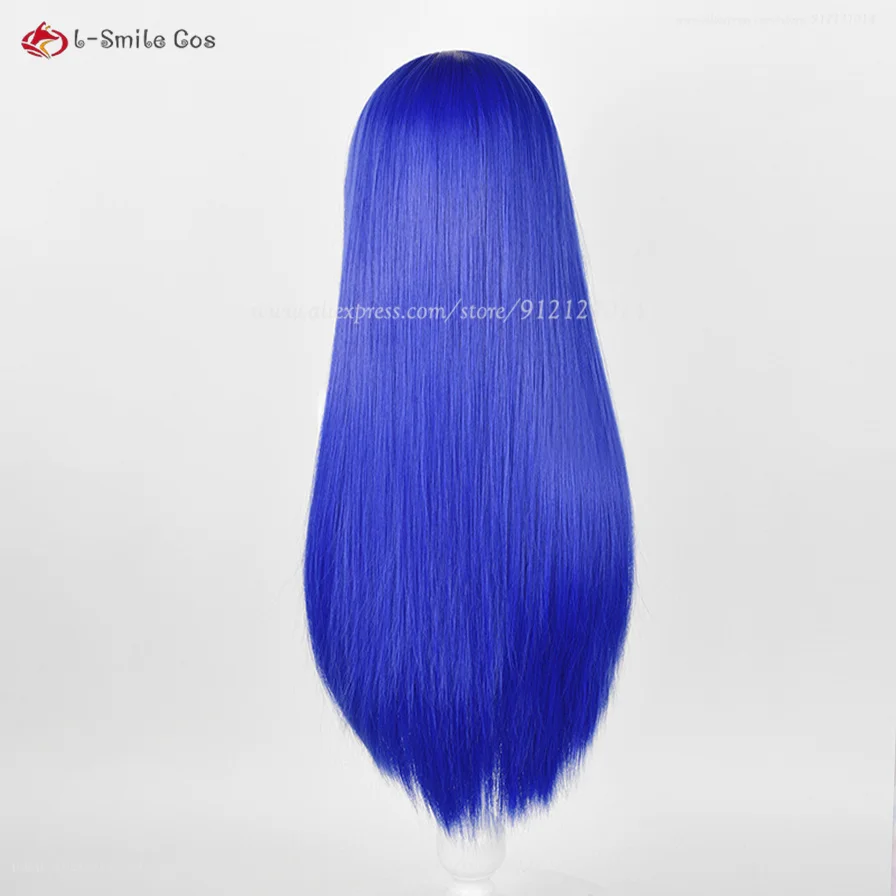 Anime Teruhashi Kokomi Cosplay Wig 60cm Long Blue Straight Wigs Heat Resistant Synthetic Wig Women Role Play Wig + Wig Cap