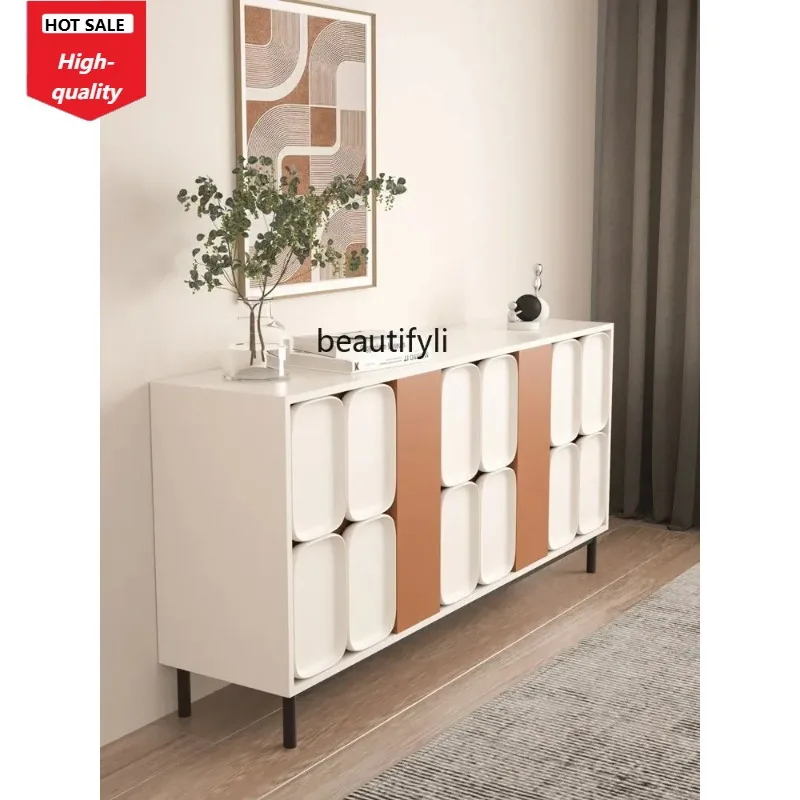 Italian minimalist dining side cabinet light luxury high-end solid wood tea cabinet villa modern simplicity