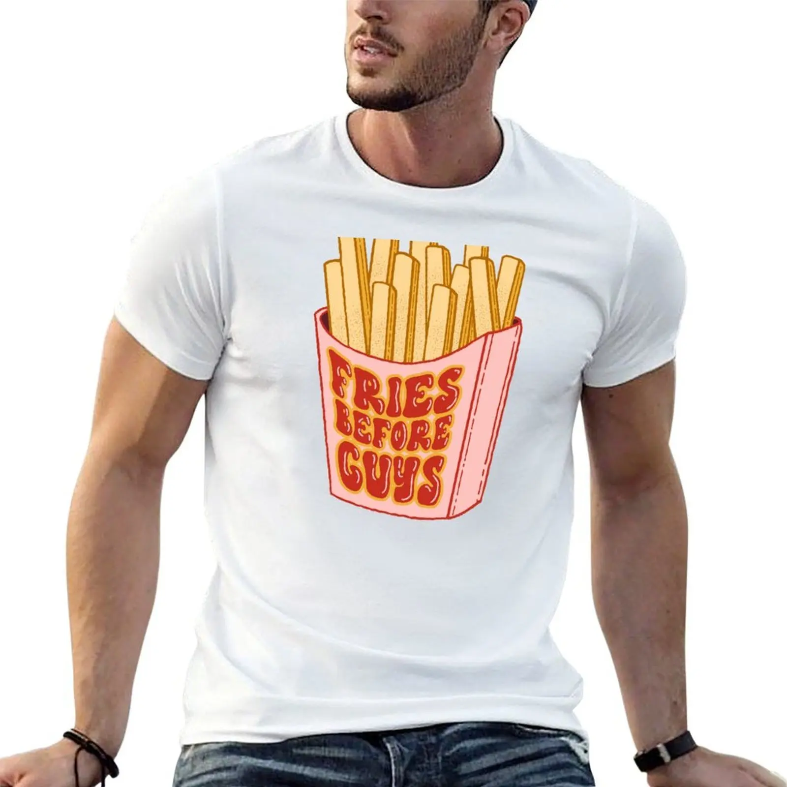 Fries before Guys T-Shirt cotton t shirts high quality t shirts for man slim fit t shirt man plain T-shirt