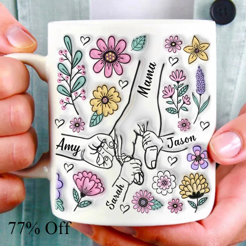 

Customized hand-held flower pattern 11 oz mug mother's birthday gift ceramic white pattern pattern pregnancy delivery new mot