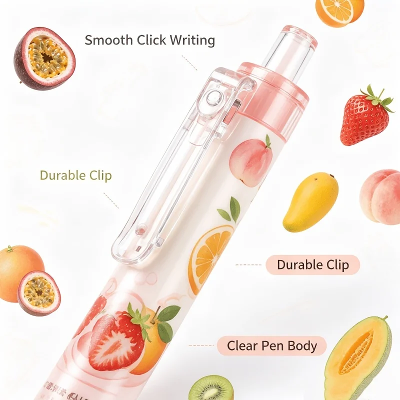 18/10 Pieces, Random Styles, Fruit-Themed Gel Pens with Black Ink Refills, Creative Scents of Passion Fruit, Strawberry, Mango, Orange, Peach, Cantaloupe, Scented Writing Pens, Office Supplies, Halloween and Christmas Gifts