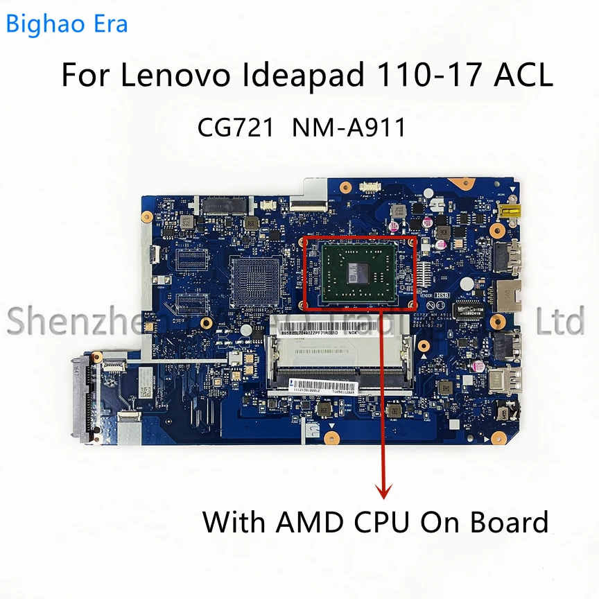 

CG721 NM-A911 For Lenovo Ideapad 110-17ACL Laptop Motherboard With AMD A6 A8 CPU Fru:5B20L72480 5B20L72483 5B20L72492 100% NEW