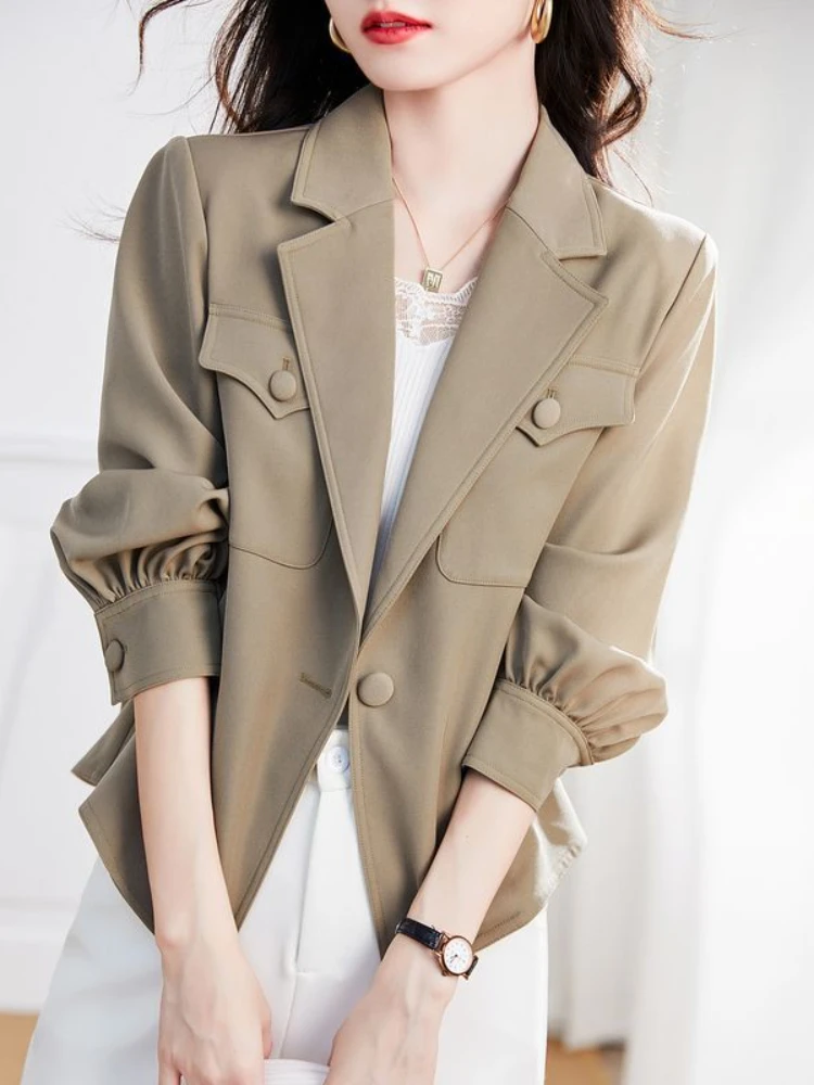 Trench for Women Thin Autumn Simple Fashion Casual Young Ladies Temperament Solid Outerwear Notched Elegant Korean New Arrival