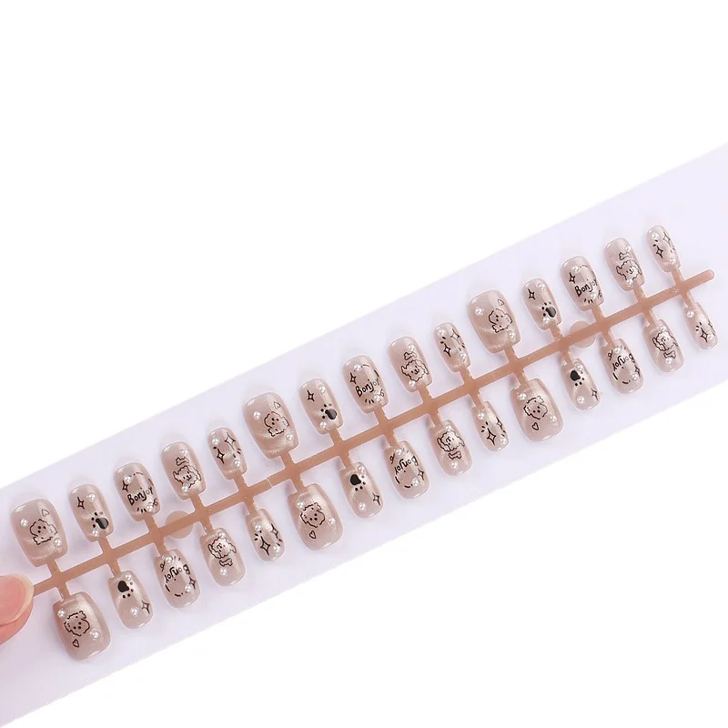 

Handmade manicure patch cute cat eye fake nail finished product wearing nail film short