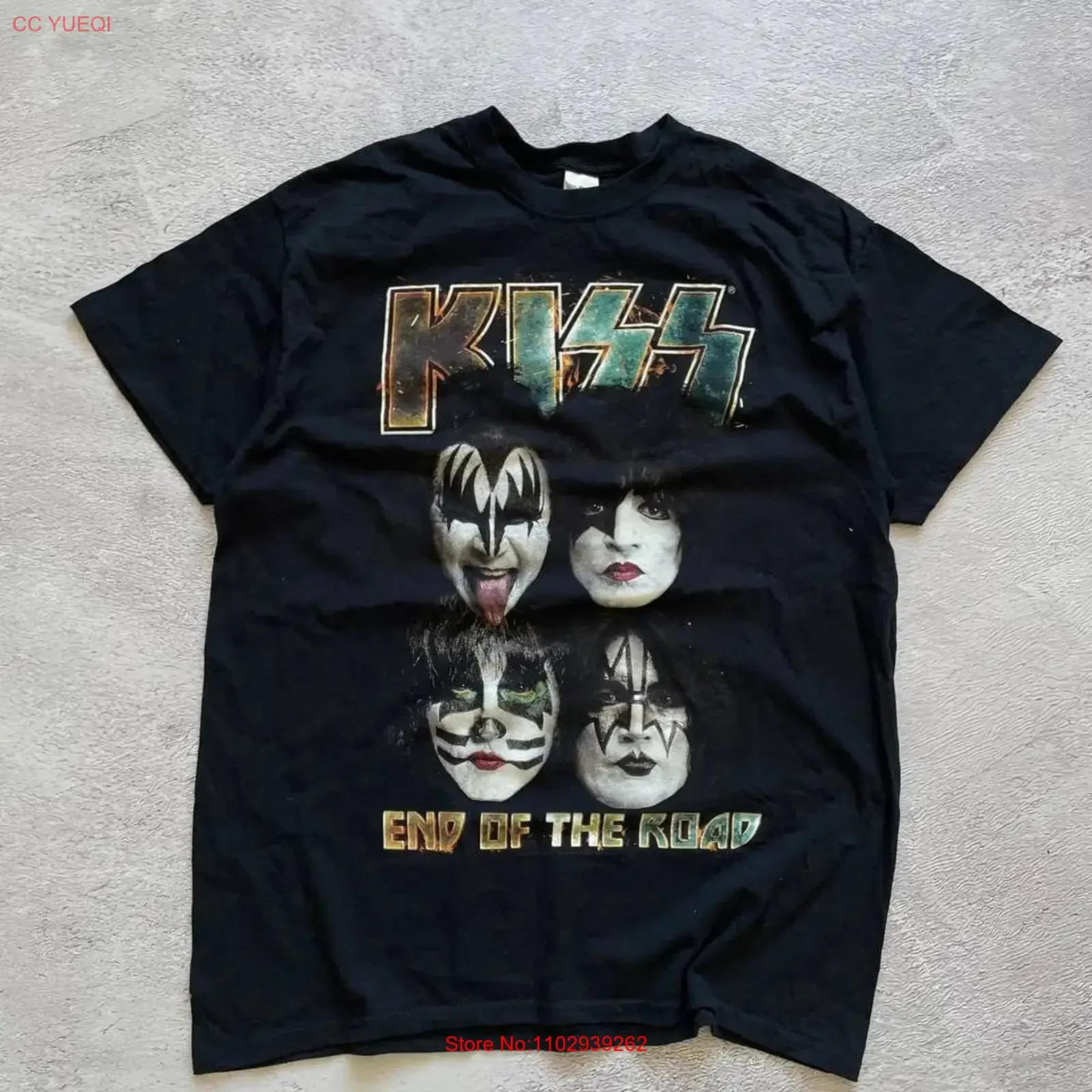 Camiseta negra KISS End of The Road Japan Tour 2019 Tokyo Shout It Out Loud, ropa de calle vintage lavada con gráfico, elegante, Unisex