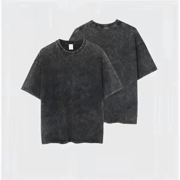230G Heavy Weight Cotton Retro T-shirt Drop-shoulder Sleeve Men Women Vintage Short-sleeve T Shirts Solid Color Loose Tees