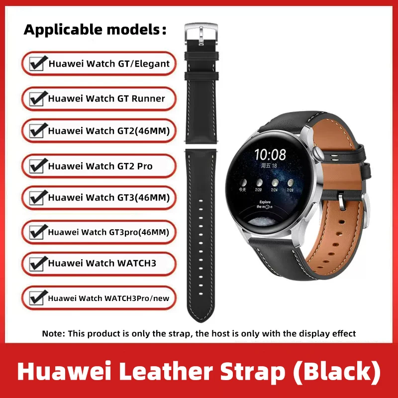 Leather For Huawei Watch Strap 20 22MM Leather GT GT2 GT3 42 46mm Smart Watch Band GT 2 Pro GT3 Pro 46mm42mm Wristband Bracelet