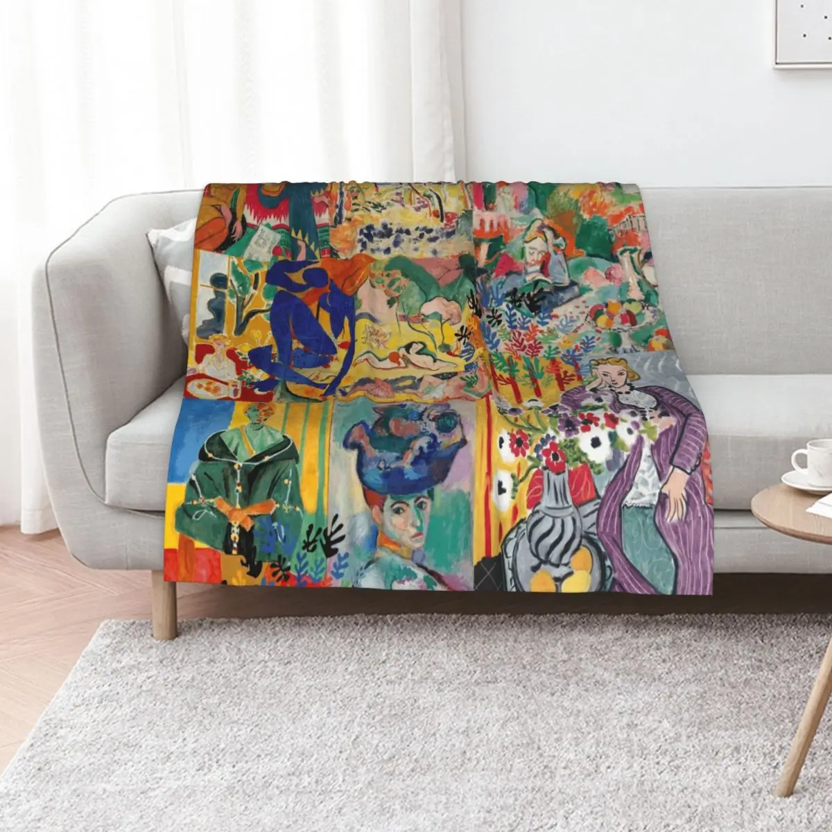 Matisse Collage Throw Blanket Cute Plaid bed plaid Sleeping Bag for winter wednesday Luxury St Blankets
