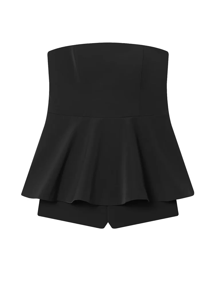 

HH 2026, новая модная женская шикарная черная молния, без рукавов, с открытой спиной, сексуальная юбка, подол, комбинезон, женский повседневный уличный короткий комбинезон