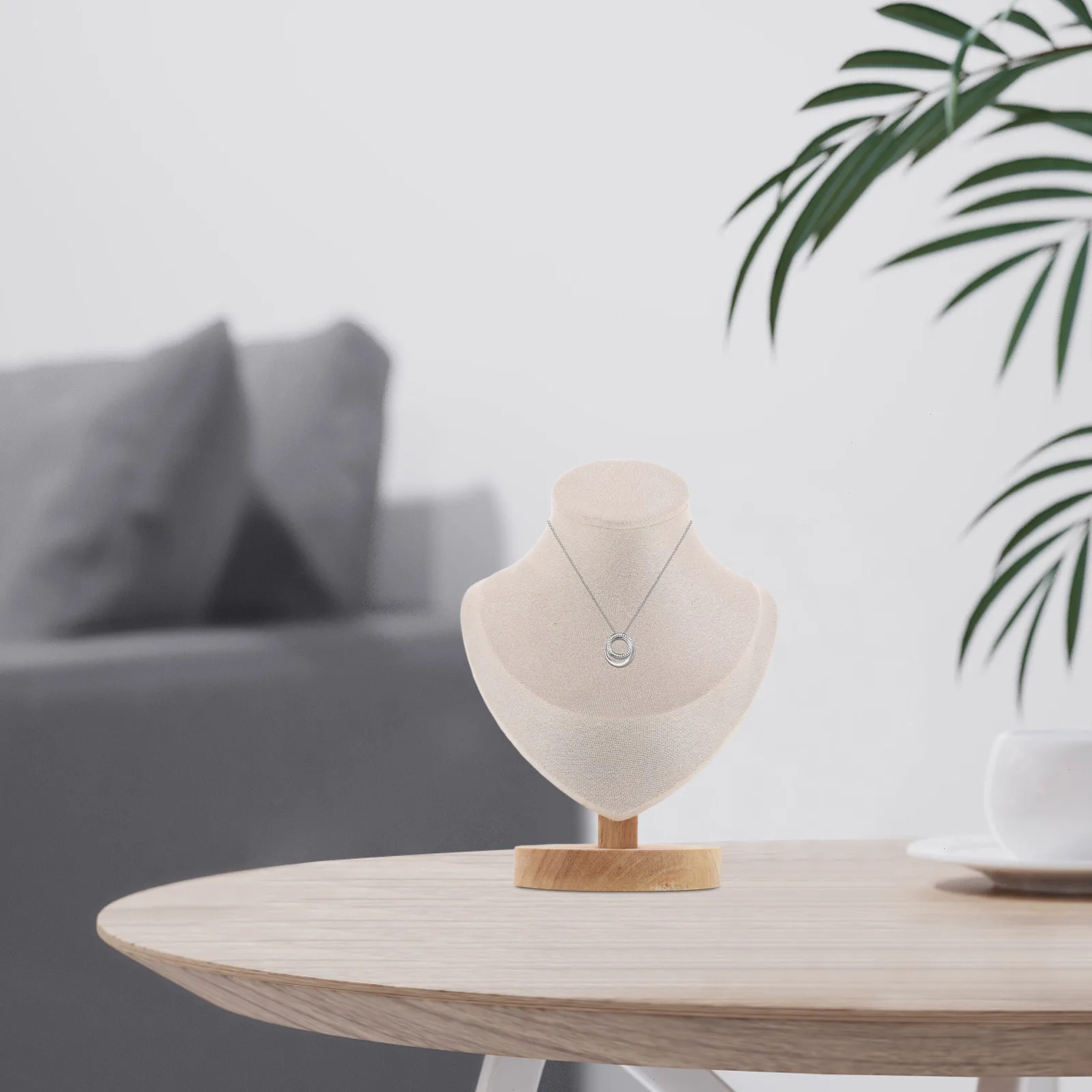 

Деревянная подставка-манекен бежевого цвета для демонстрации ожерелий, для продавцов, для выставок, органайзер для ювелирных изделий