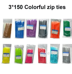100/Lot 3*150mm zip ties width 2.5mm Colorful Factory Standard Self-locking plastic cable ties 3x150