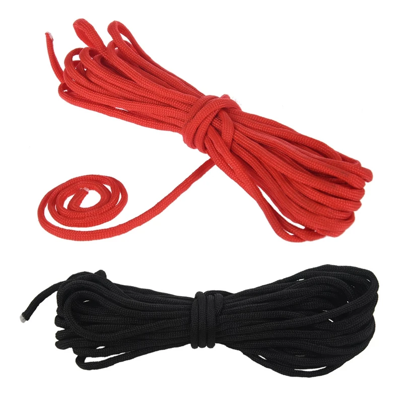 2 Pcs Paracord 550 Parachute Rope 7 Core Strand For Climbing Camping Buckle Rope 25FT , Black With Red