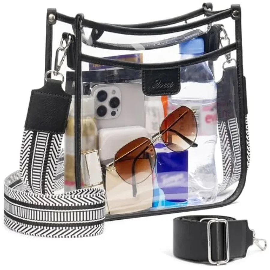 

3 Pockets Clear Bag for Stadium Events with 2 Long Straps Purse for Women Crossbody Bag Concert Stadium Approved 3 Pockets,,Sta