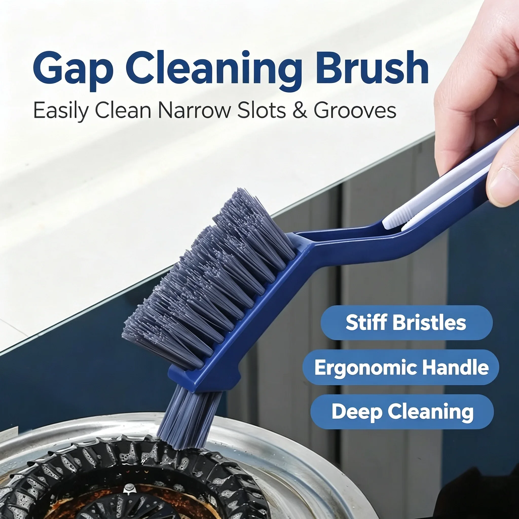 1/2Pcs Effective Cleaning Brush for Corners and Gaps - 2-in-1 Multipurpose Bathroom and Floor Tiles Cleaning Brush