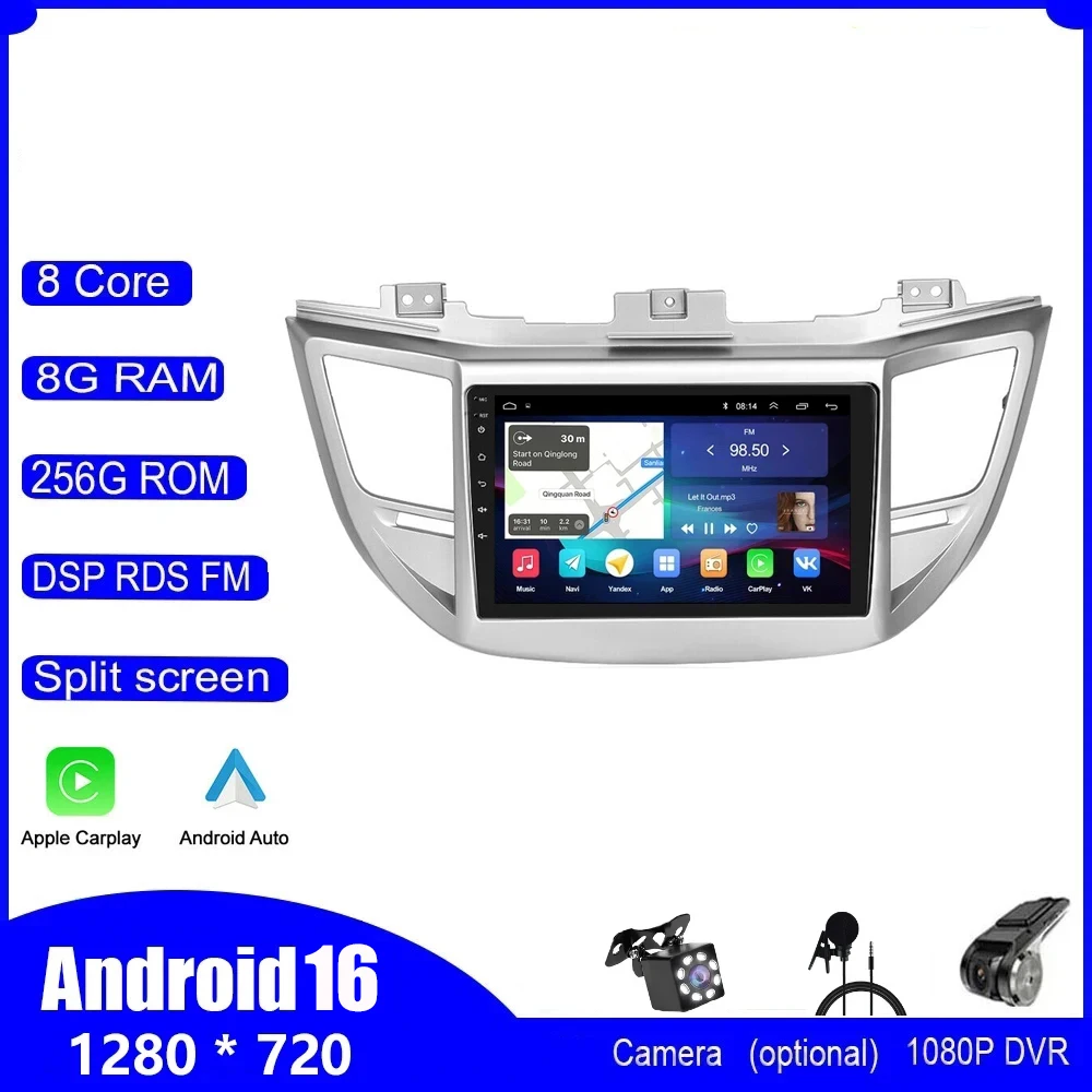 

Wireless Carplay Auto Android 16 Car Multimedia Player GPS map RDS Radio wifi Bluetooth For Hyundai TUCSON 2015 2016 2017 2018