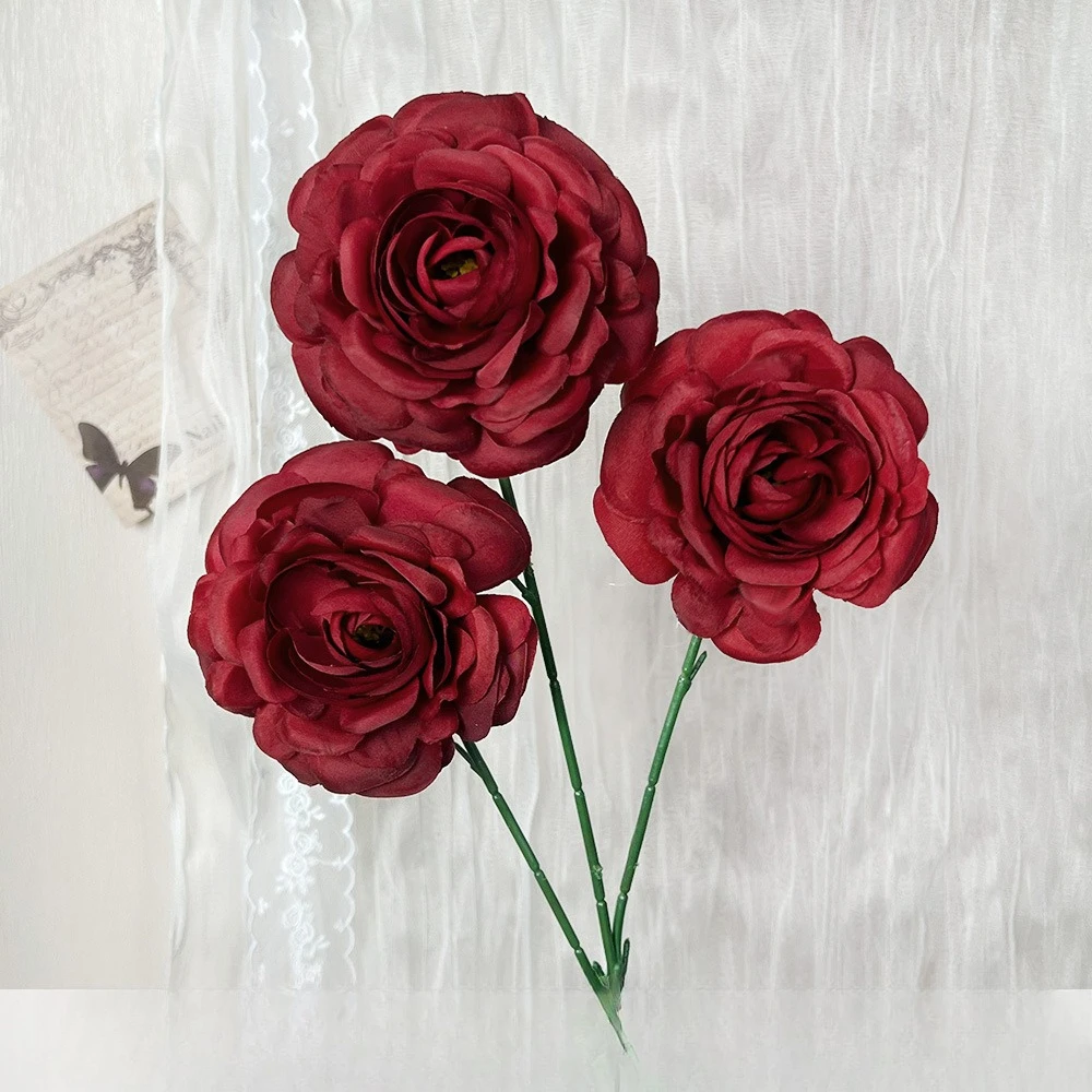 10 Stück Künstliche Blumen Seiden-Lotus Schlafzimmer-Deko Lila Kunstblumen 3-Zweig-Lotus Tischdekoration – Detail 14