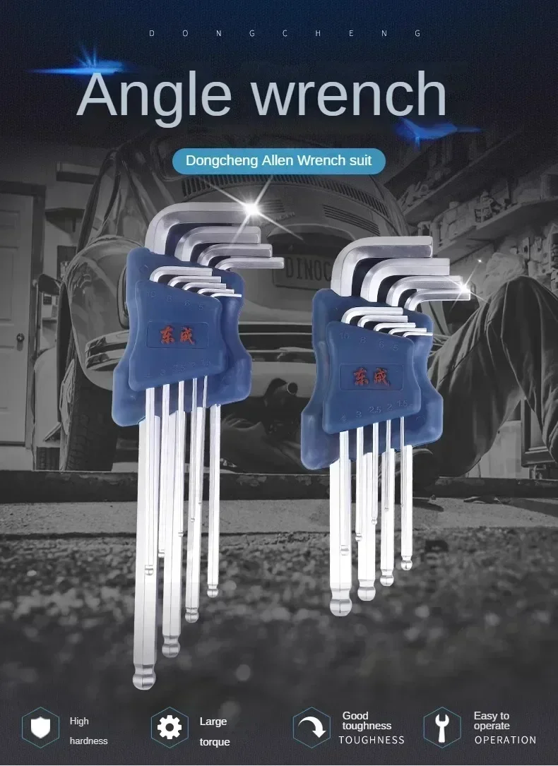 Professional Long Arm Hex Key Set with Inner Hexagon Screwdriver