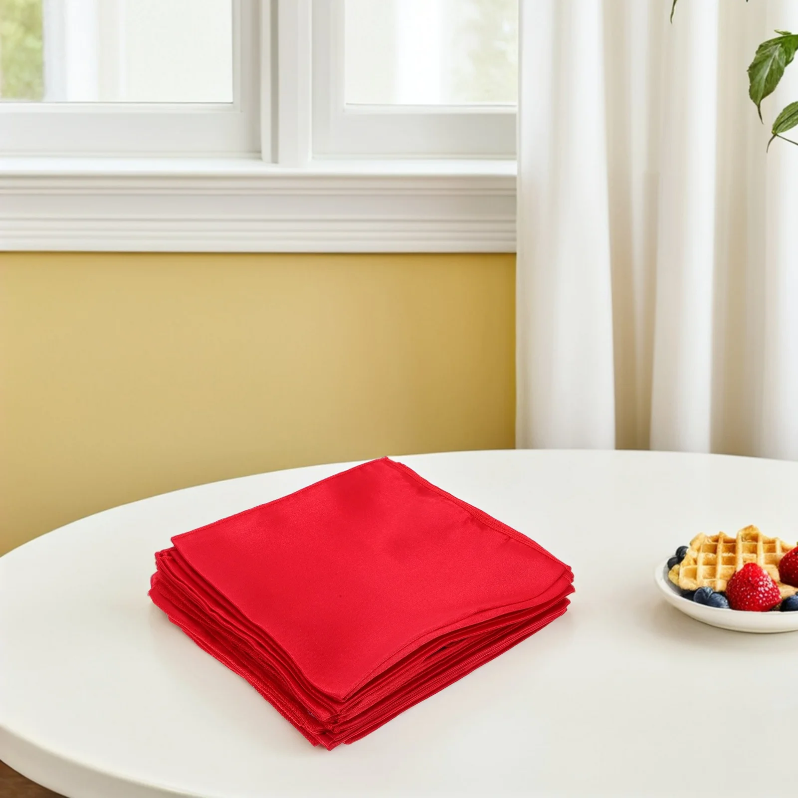 

50Pcs Satin Finish Polyester Square Napkins Soft Washable Reusable Dinner Napkins for Wedding Party Banquet Party Accessory