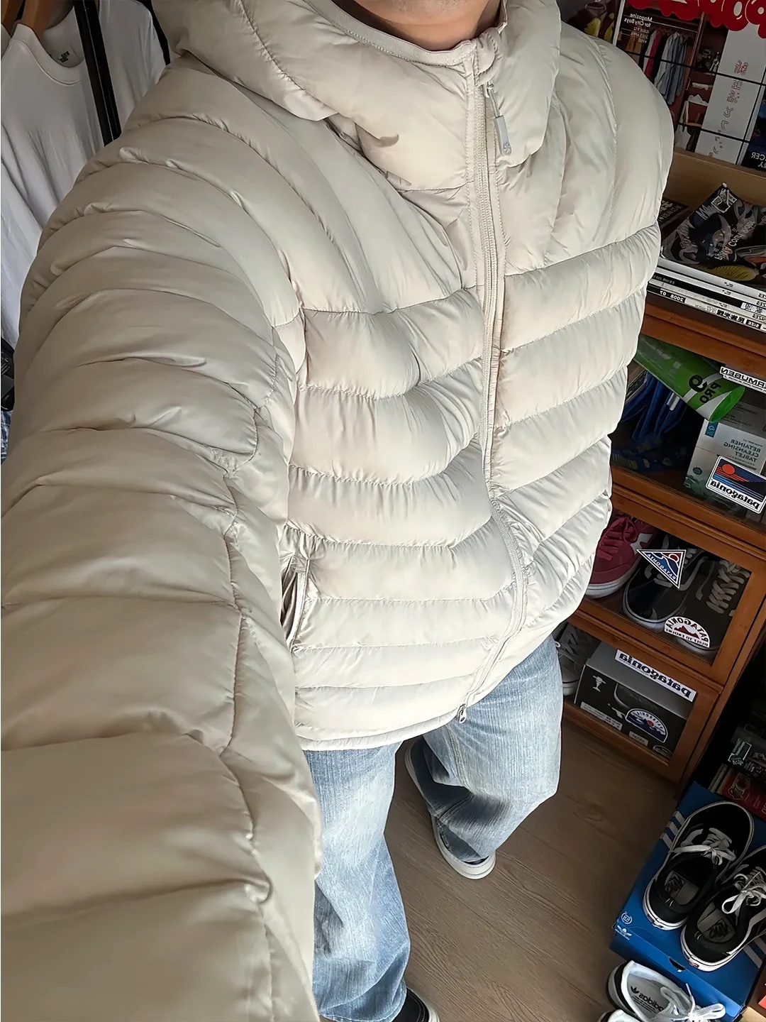 

Lightweight ort down Cotton Jaet Men's Winter Anti-Cold Coat Bone Pattern Pastel ey Cleanfit Sle Thiened Long Sve