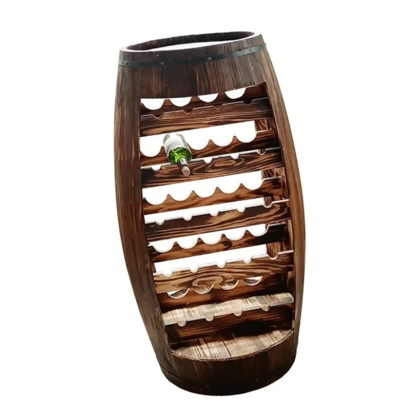 

Solid Wood Wine Barrel Rack Eco-Friendly Carbonated Oak Barrel Wine Storage Cabinet Winery Home Decorative Display