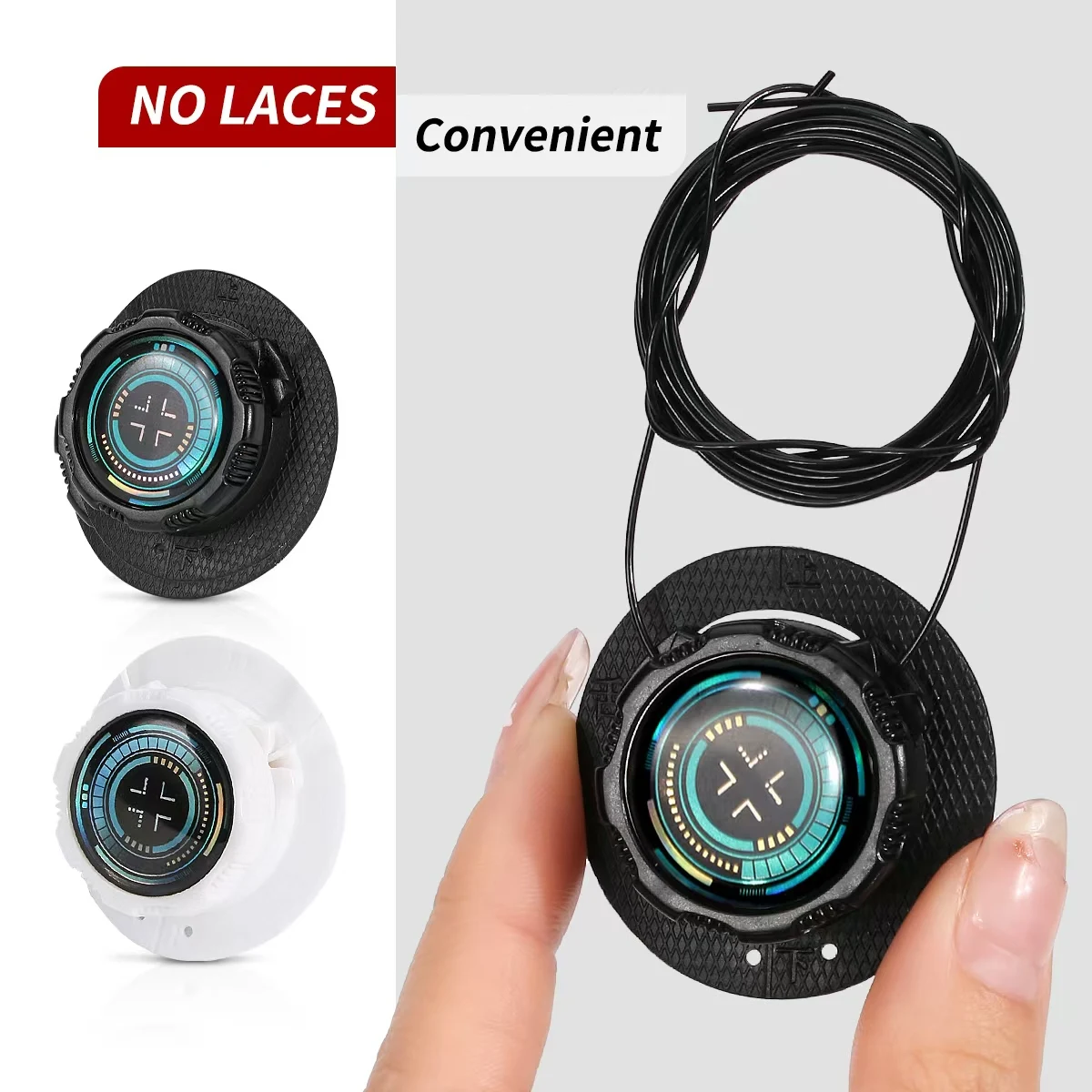نموذج جديد من أبازيم الأحذية الدوارة، إكسسوارات الأحذية الرياضية، أربطة الحذاء الكسولة دون ربط مشبك، كاجوال للرجال والنساء بدون أربطة #4