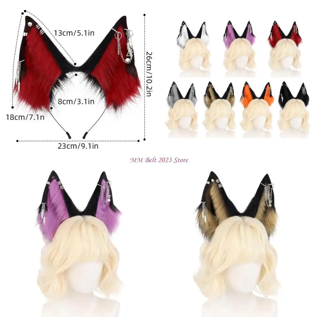 

49ME обруч для ролевых игр с пушистыми ушами животных, ободок для волос для ролевых игр, фестиваль, реквизит