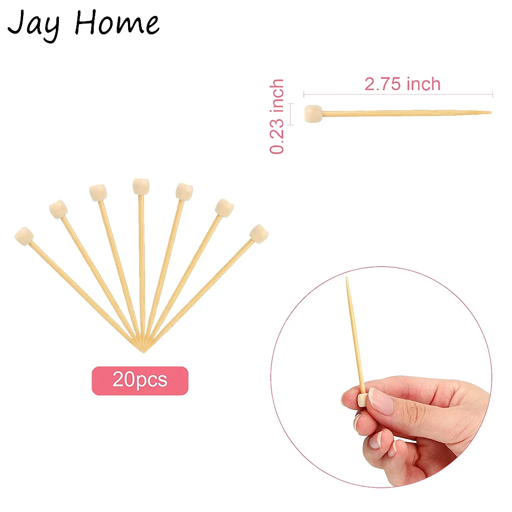 20Pcs Bamboo Marking Pins Smooth Single Pointed Knitting Needles 2.75 Inch Weaving Marking Needles Crochet Tools for DIY Crafts